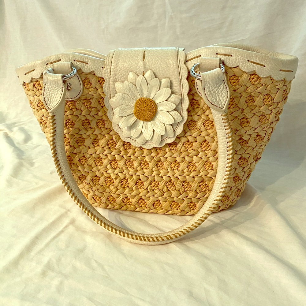 Brighton Wicker Purse w Flower